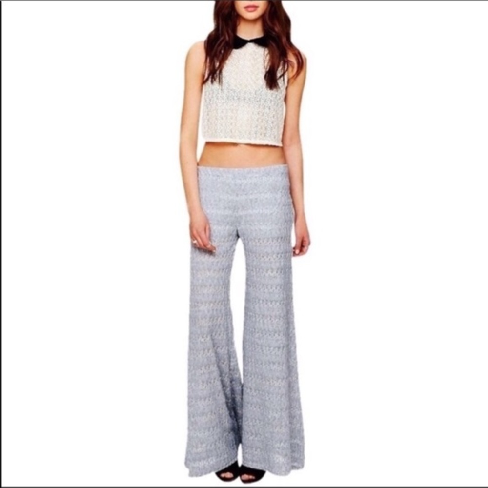 FREE PEOPLE Extreme Knit Flare Pants Blue